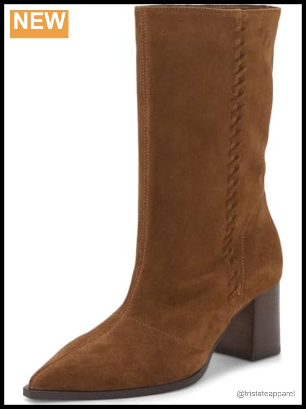 Women's Suede Pull-On Ankle Booties Block Heel Pointed Toe